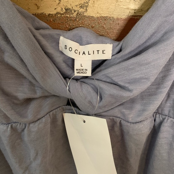 Socialite Tie Front Tank Top Chambray - Picture 5 of 6